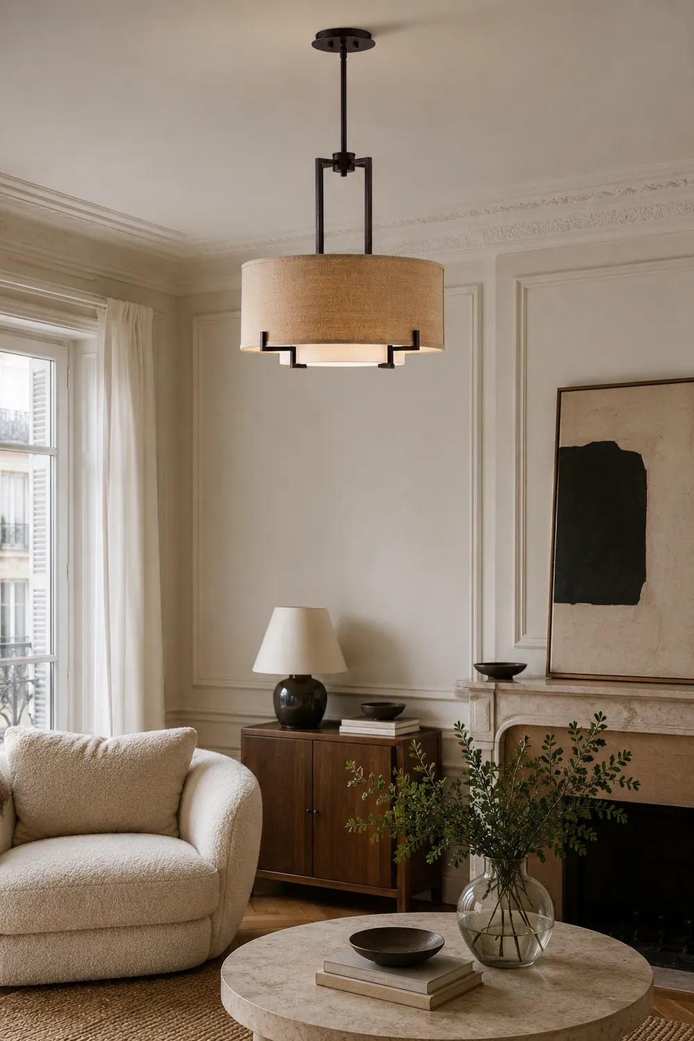 Concentric Shade Layered Fabric Pendant Lamp - Lumpaz