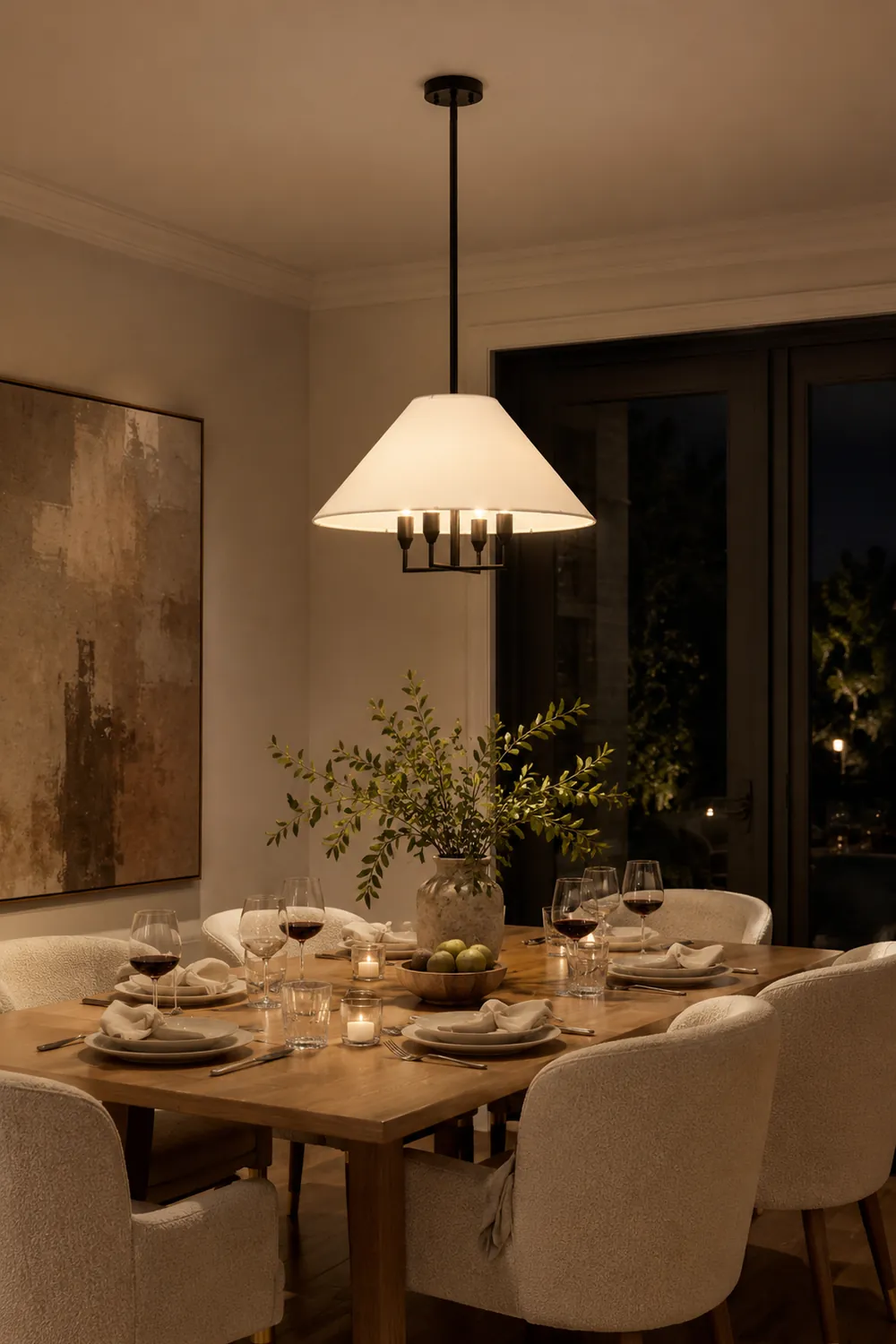 Modern Farmhouse Conical Fabric Chandelier - Lumpaz