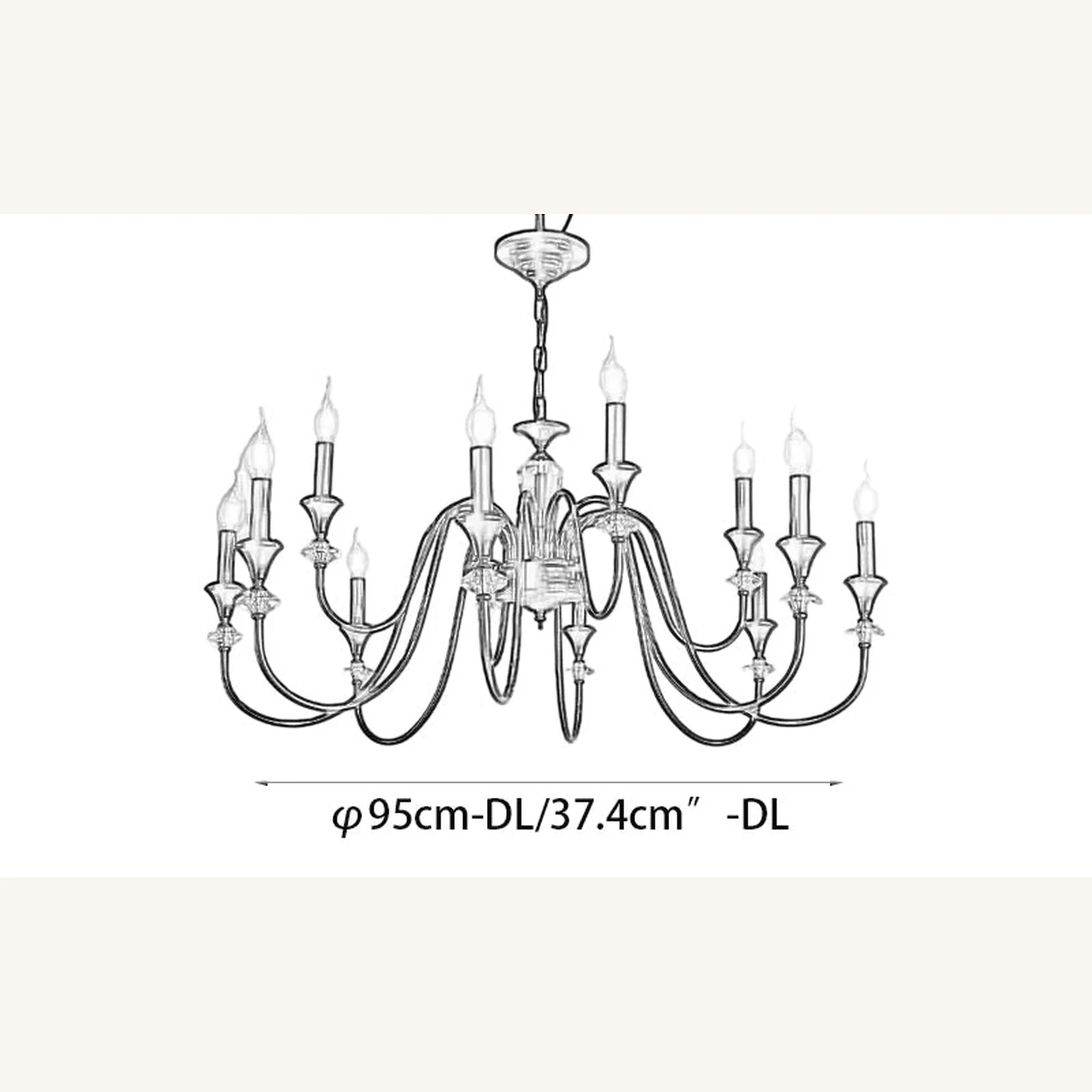 Vintage Iron Scroll Chandelier - Lumpaz