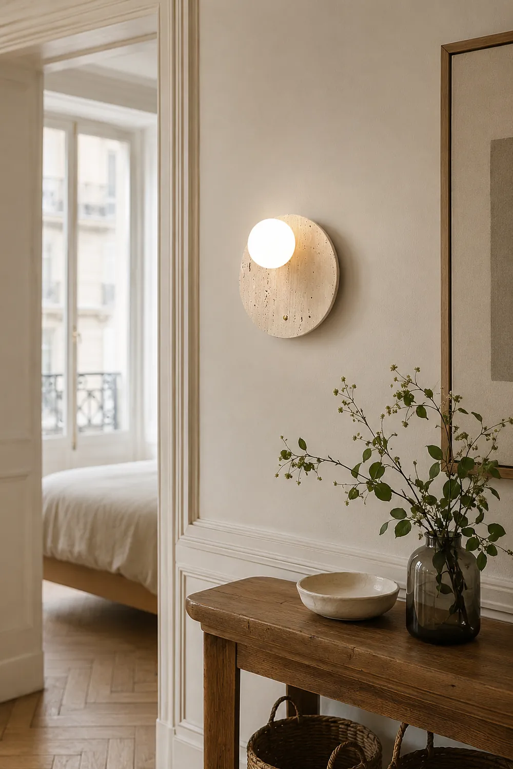 Japanese Oval Travertine Wall Light - Lumpaz