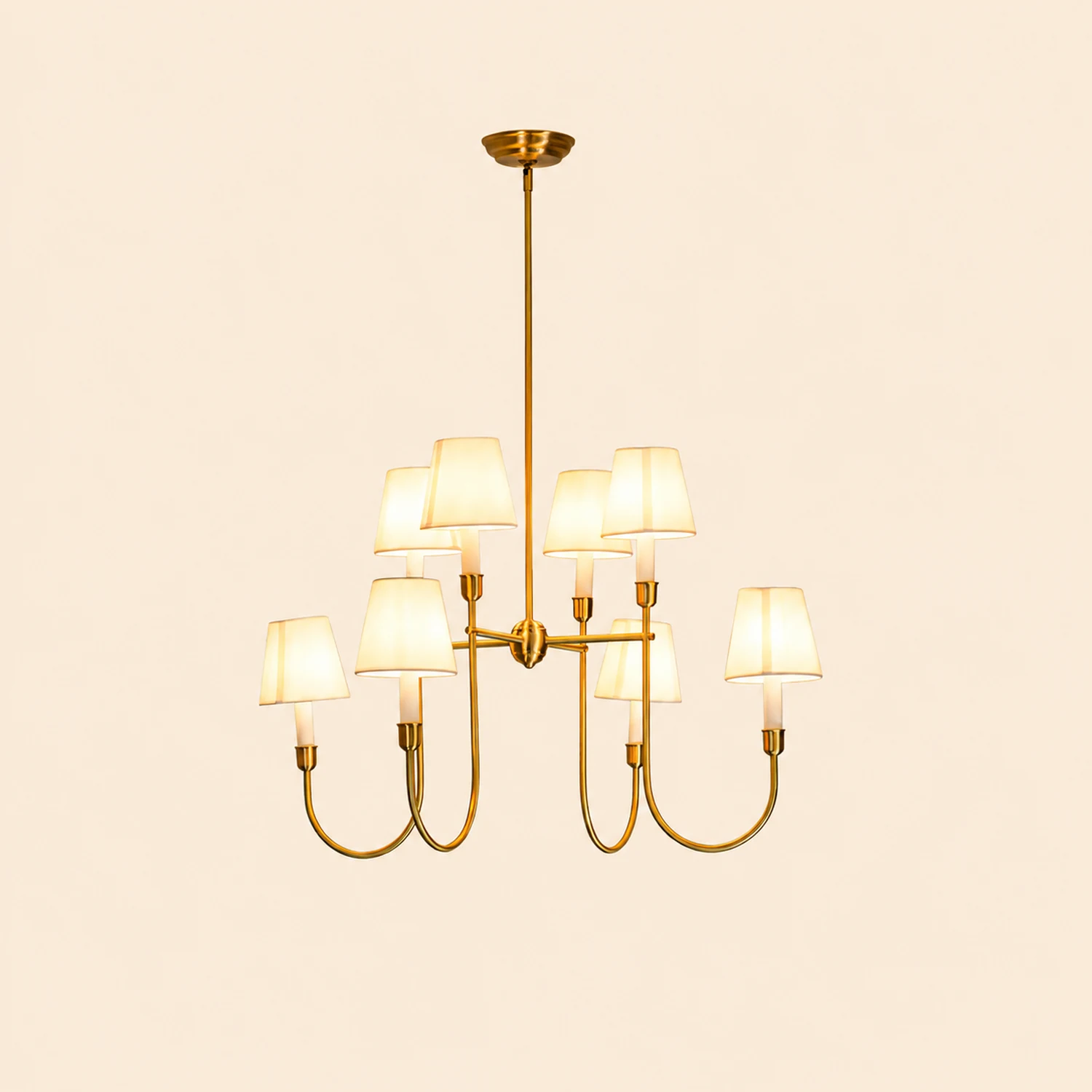 Vendome Gold Fabric Shade Chandelier - Lumpaz