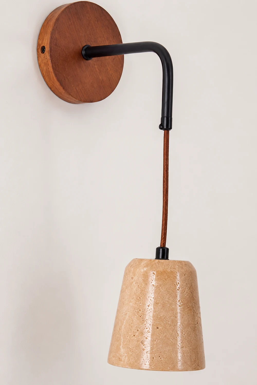 Yellow Travertine Disc Base Wall Lamp - Lumpaz