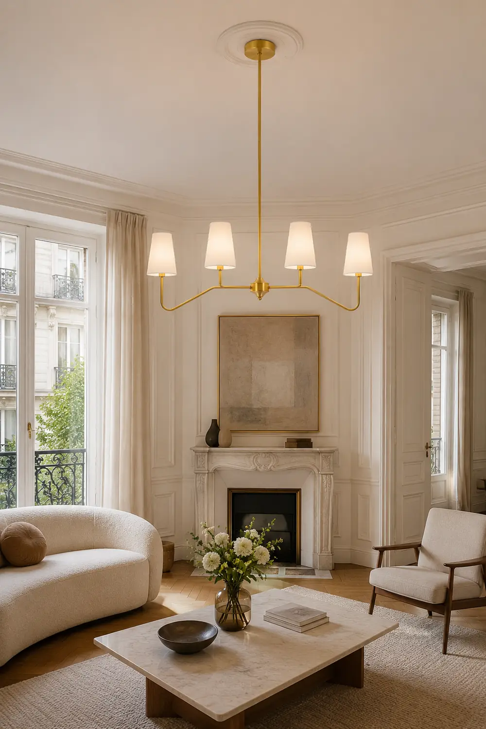 Daphne Brass Linear American Chandelier - Lumpaz