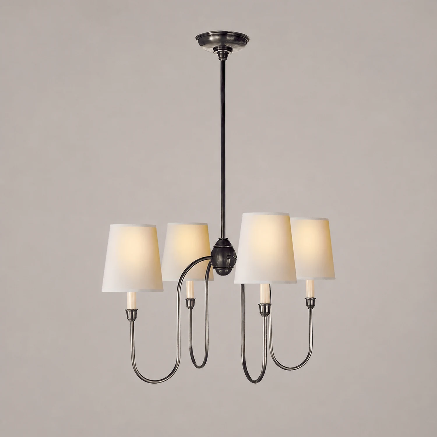 Classic 4-Light Brass Chandelier with Shades - Lumpaz