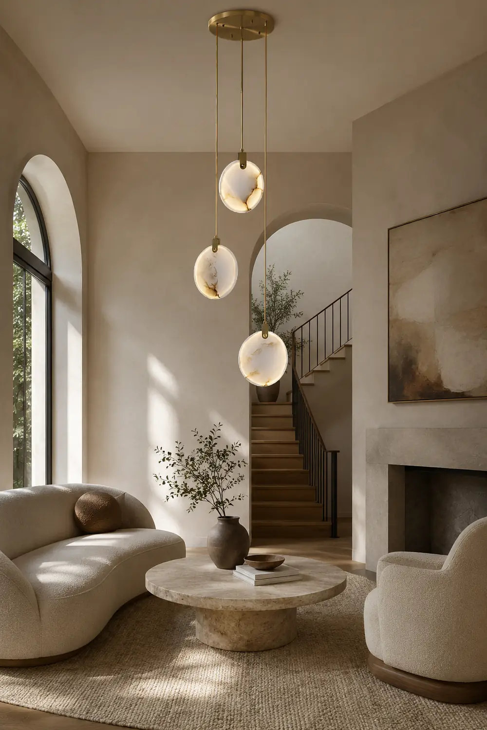 Tiered Alabaster Staircase Chandelier - Lumpaz