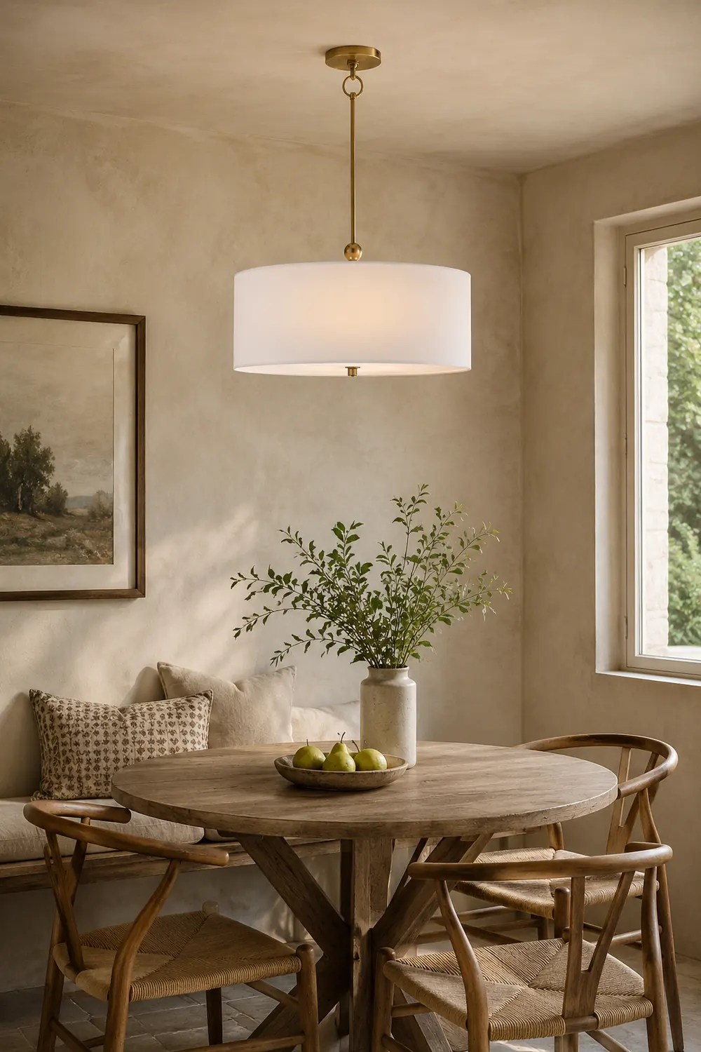 Reed Simple Drum Shade Pendant Light - Lumpaz
