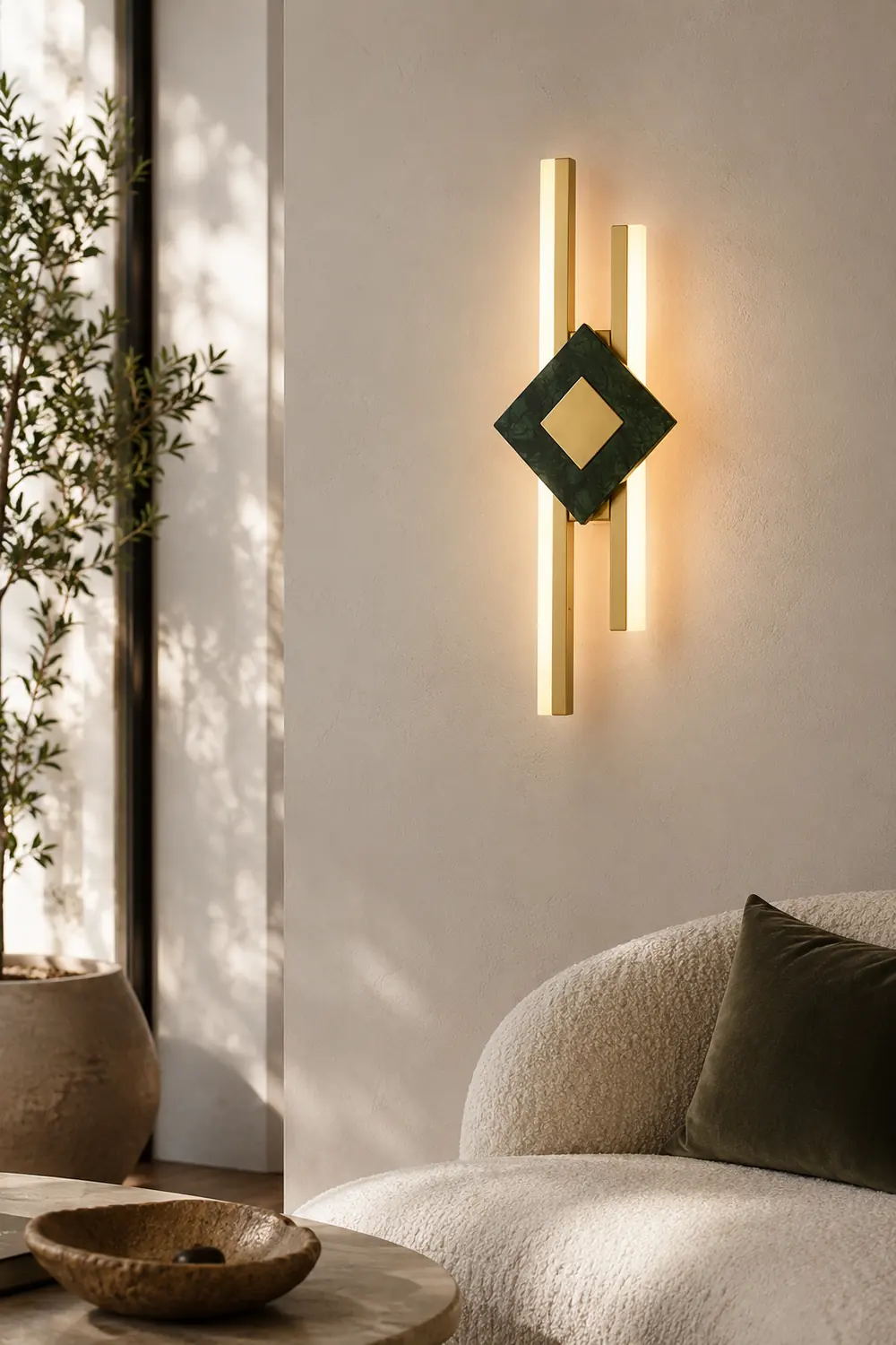 Green Marble Square LED Wall Light - Lumpaz