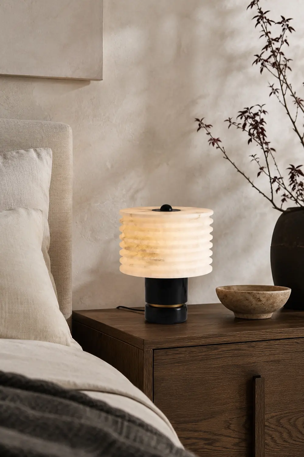 Luxury Black Alabaster Table Lamp - Lumpaz