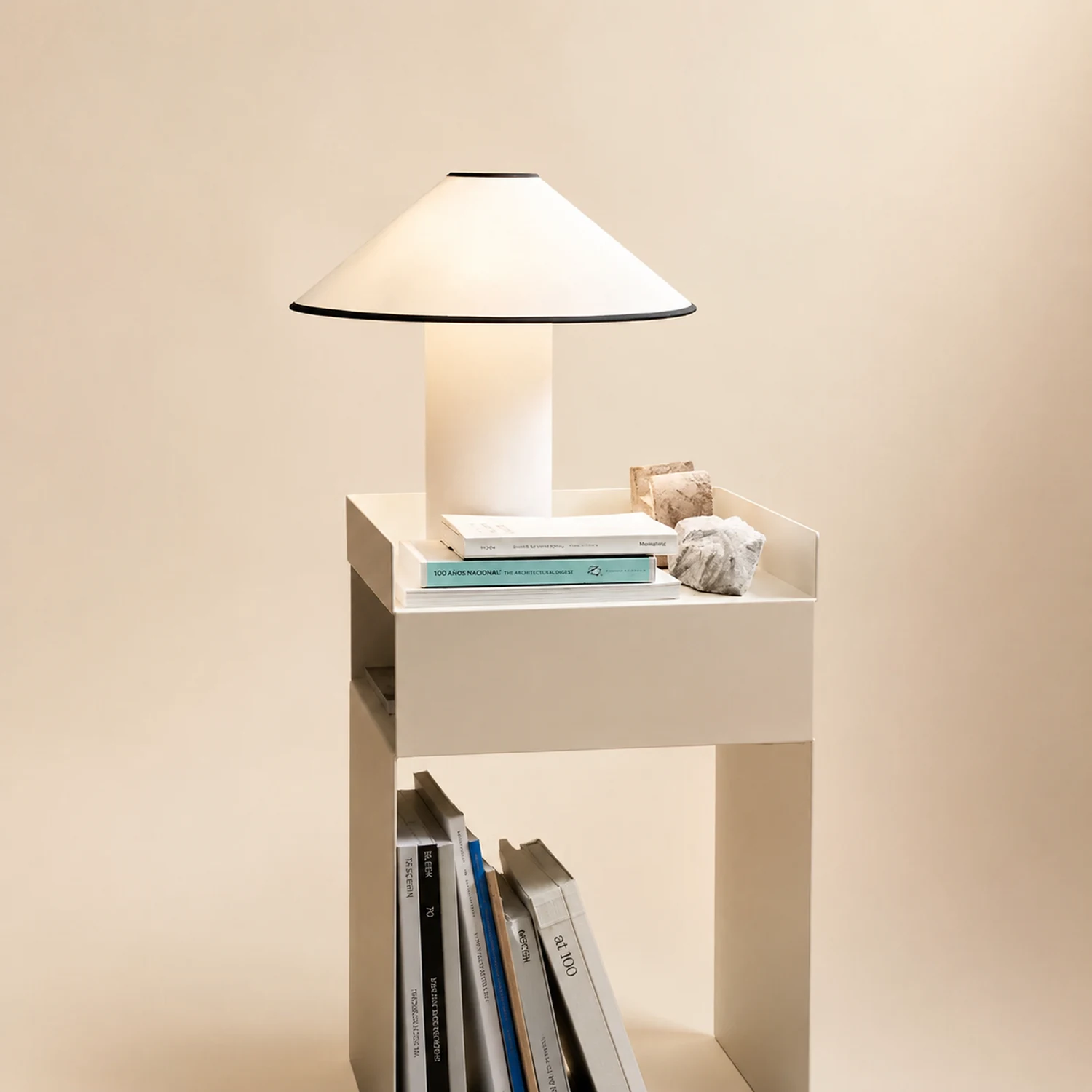 Red Trim Cone Shade Table Lamp - Lumpaz