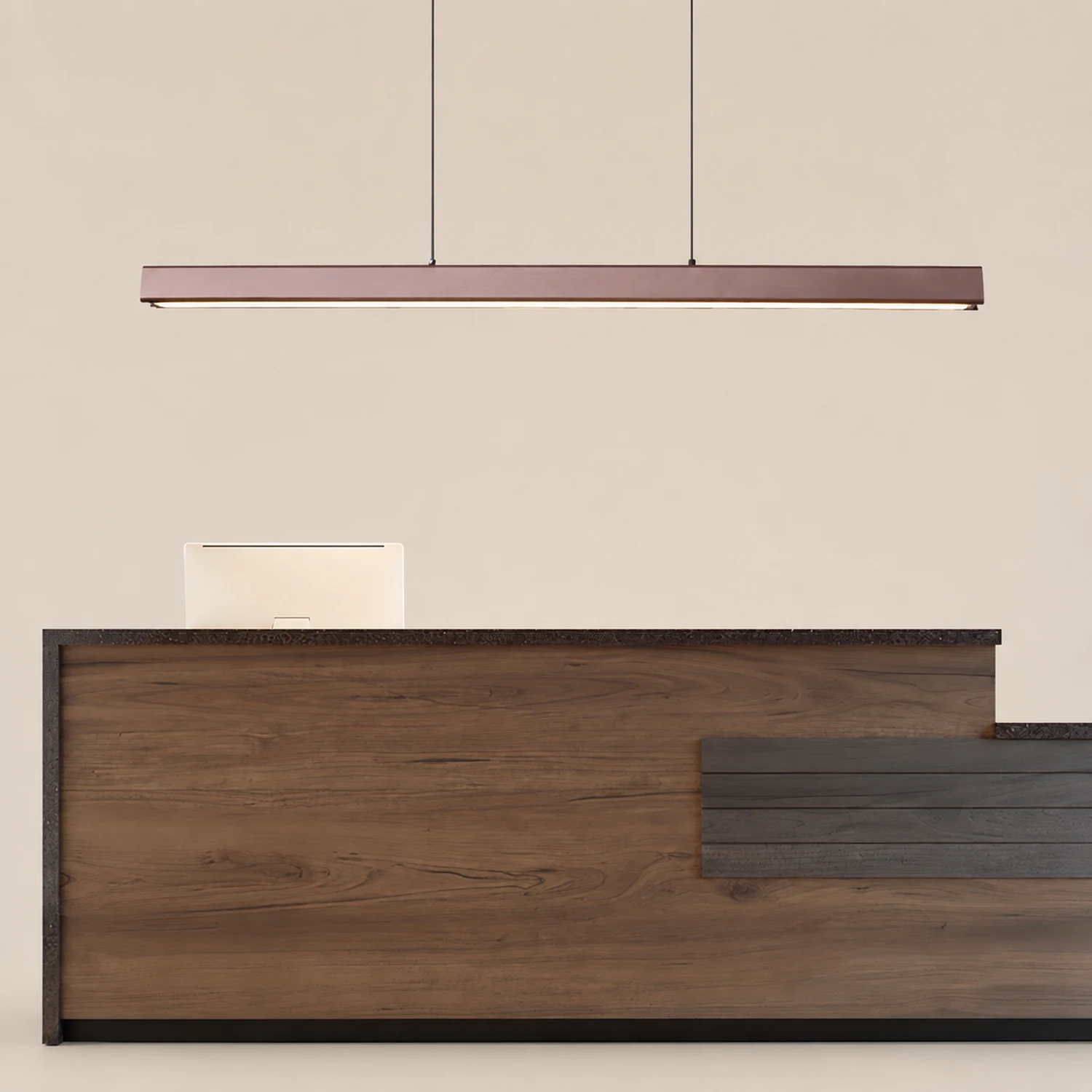 Walnut minimalist wood chandelier - Lumpaz