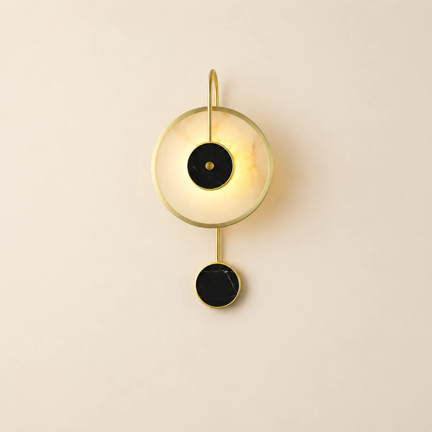 Art Deco Black & White Alabaster Wall Lamp - Lumpaz