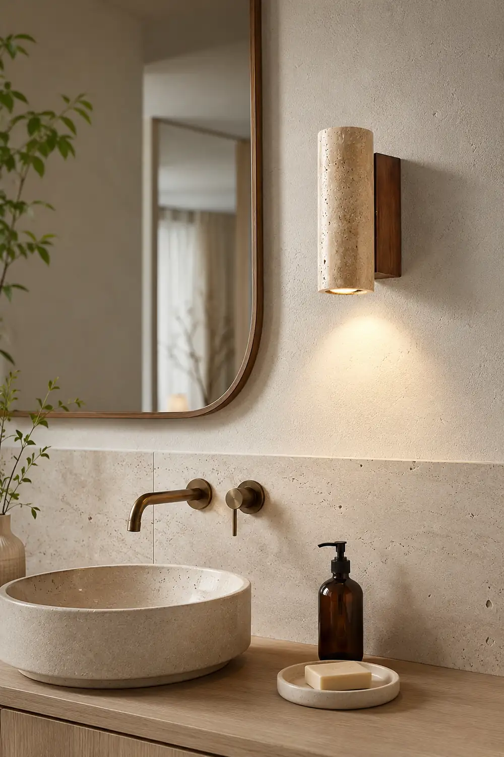 Travertine Cylinder Wall Lamp - Lumpaz