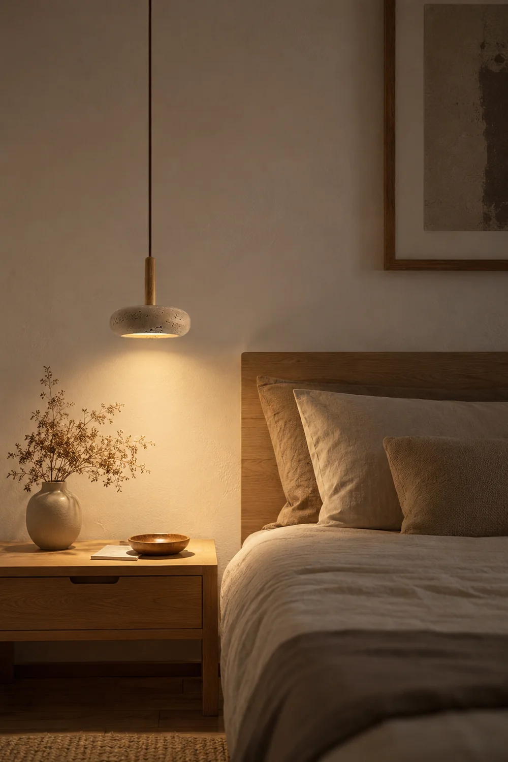 Hourglass Travertine Pendant Light - Lumpaz