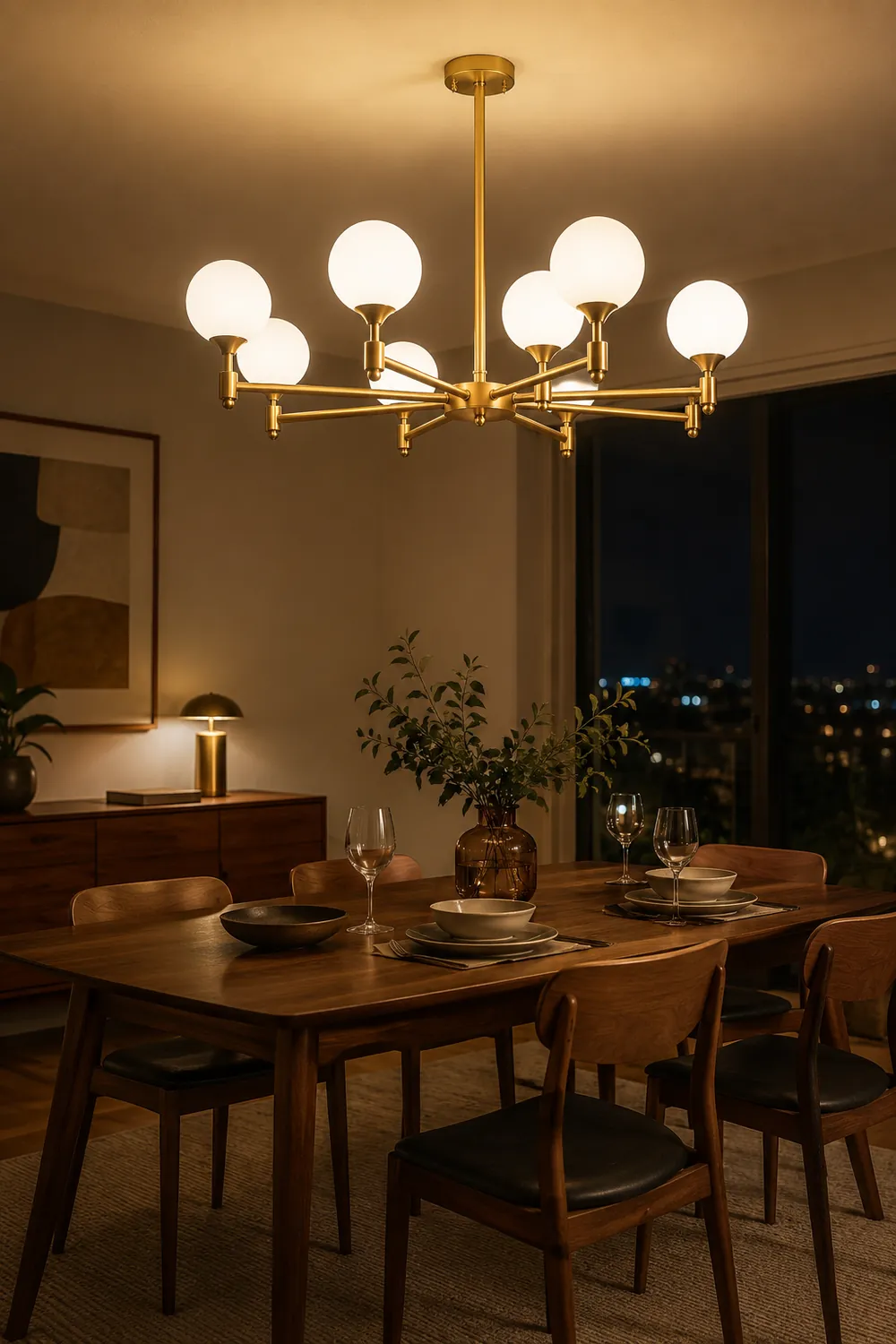 Brass Globe Mid-Century Modern Chandelier - Lumpaz