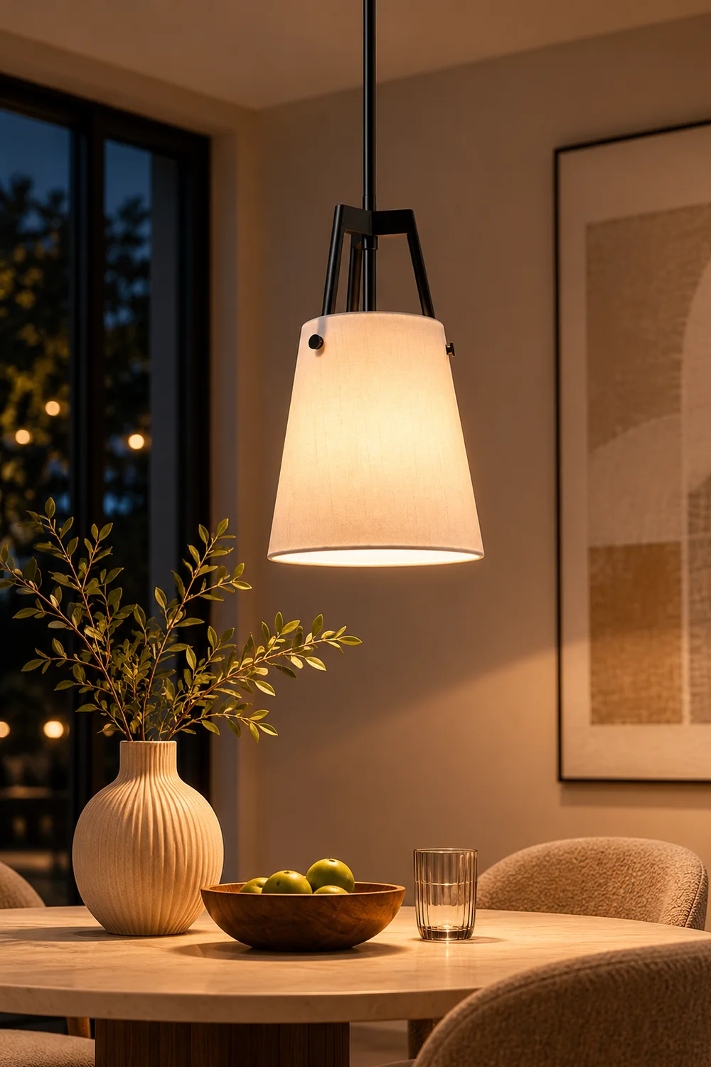 Modern Fabric Shade Corniche Pendant Lamp - Lumpaz