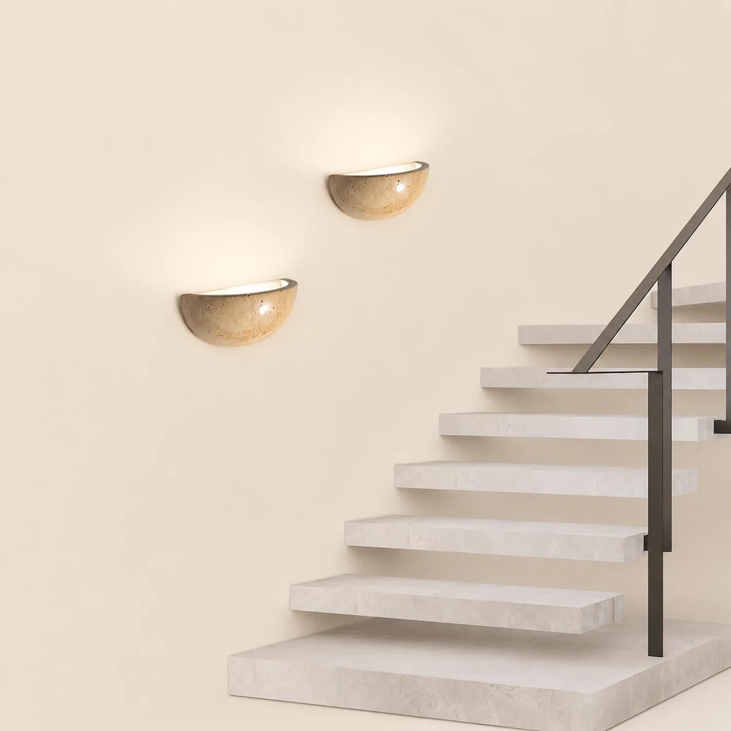 Mid-Century Semi-Circle Stone Wall Lamp - Lumpaz