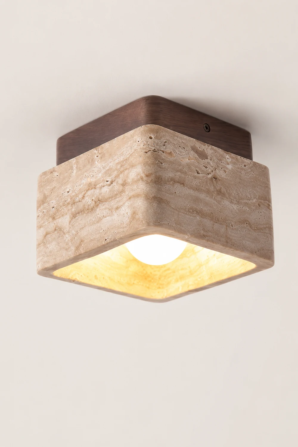 Square Travertine Flush Mount Ceiling Light - Lumpaz