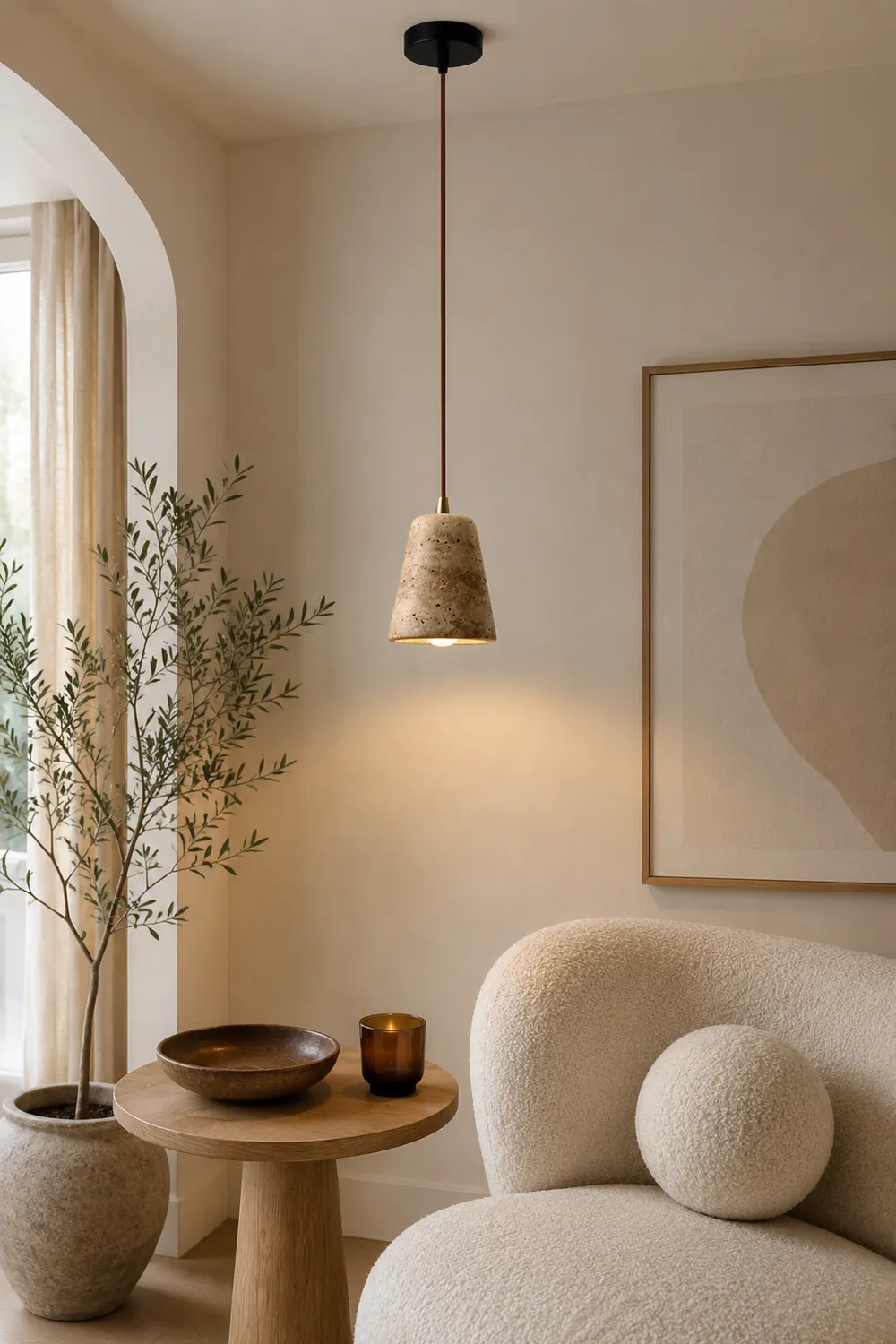 Yellow Travertine Cone Chandelier - Lumpaz