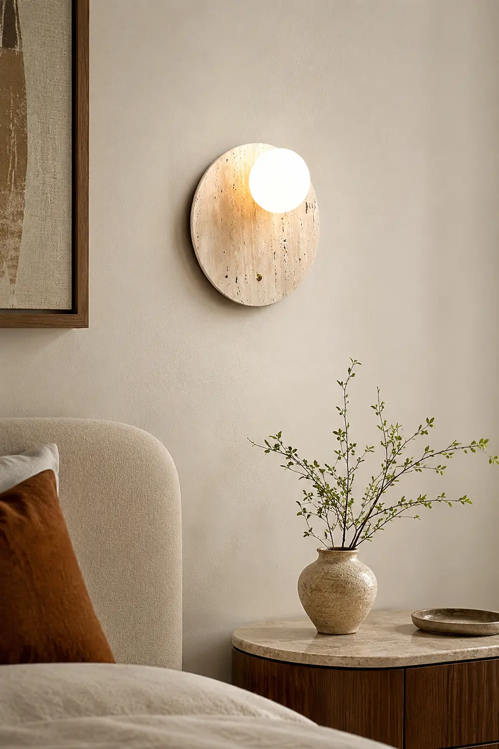 Japanese Oval Travertine Wall Light - Lumpaz
