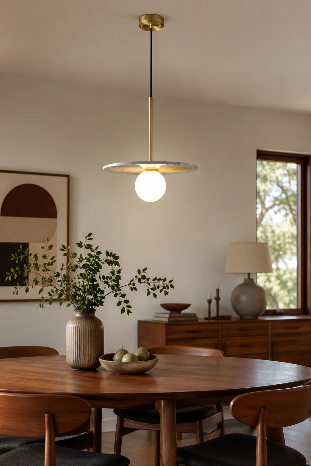 Copper marble round chandelier - Lumpaz