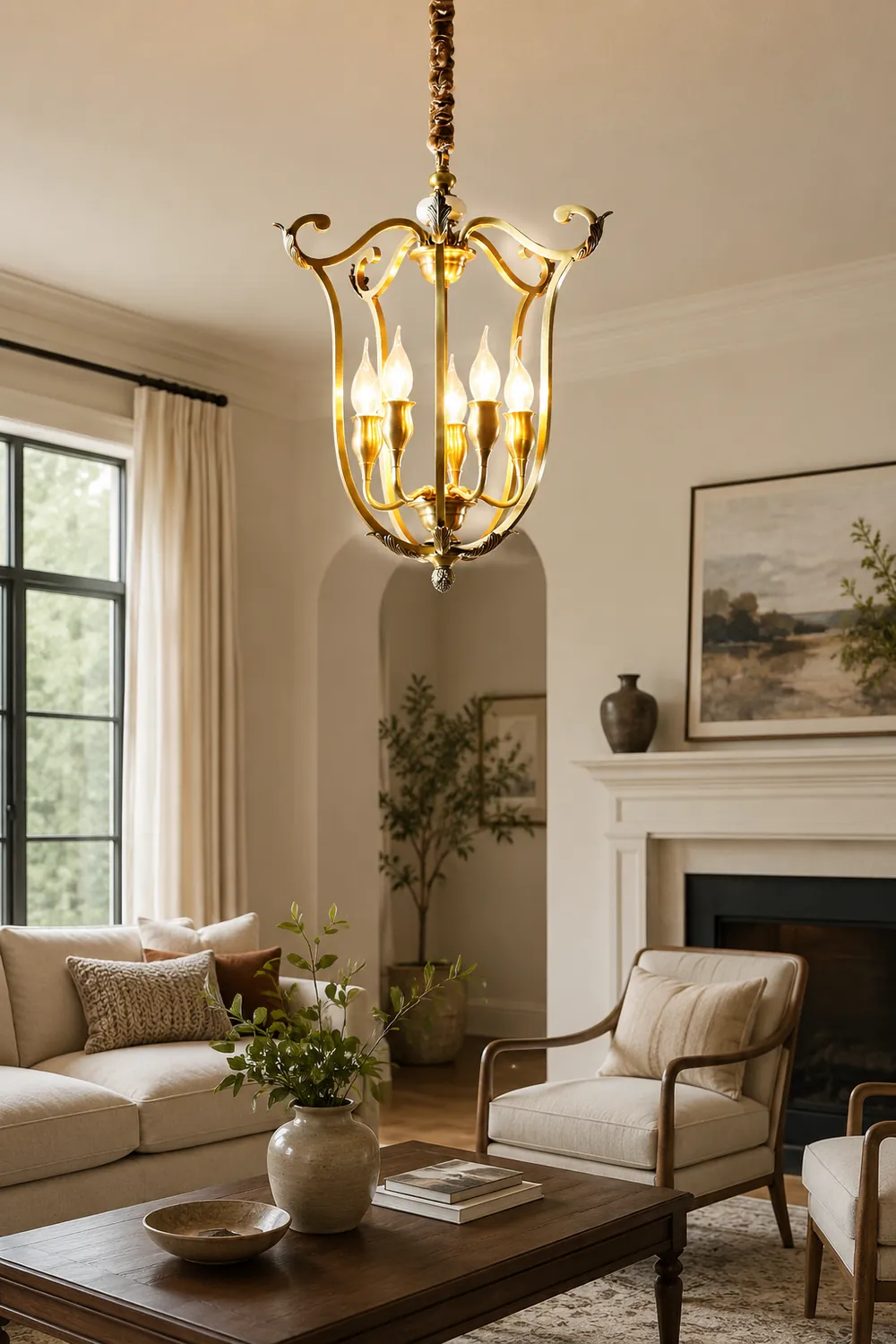 Classical carved candle chandelier - Lumpaz