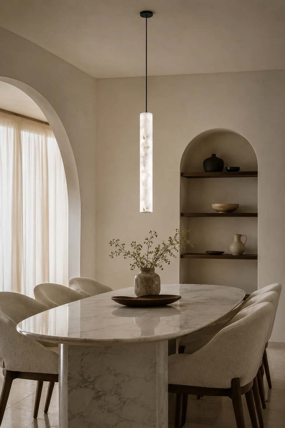 Slim Alabaster Cylinder Pendant Light - Lumpaz