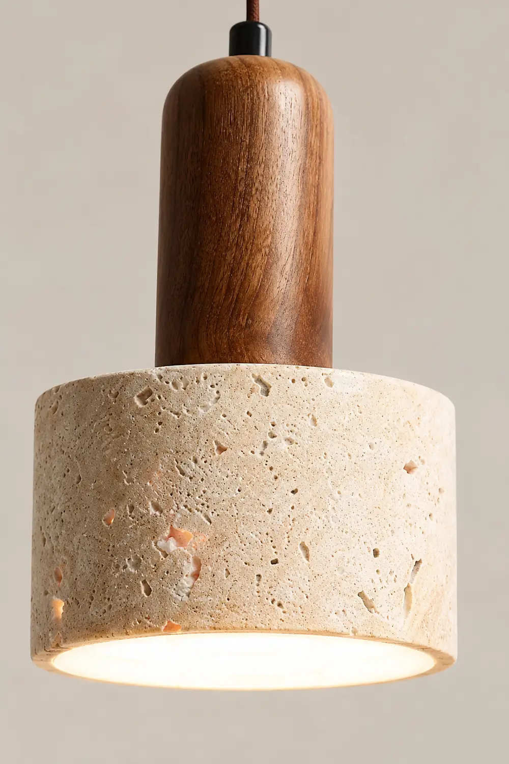 Natural Travertine Cylinder Pendant Light - Lumpaz