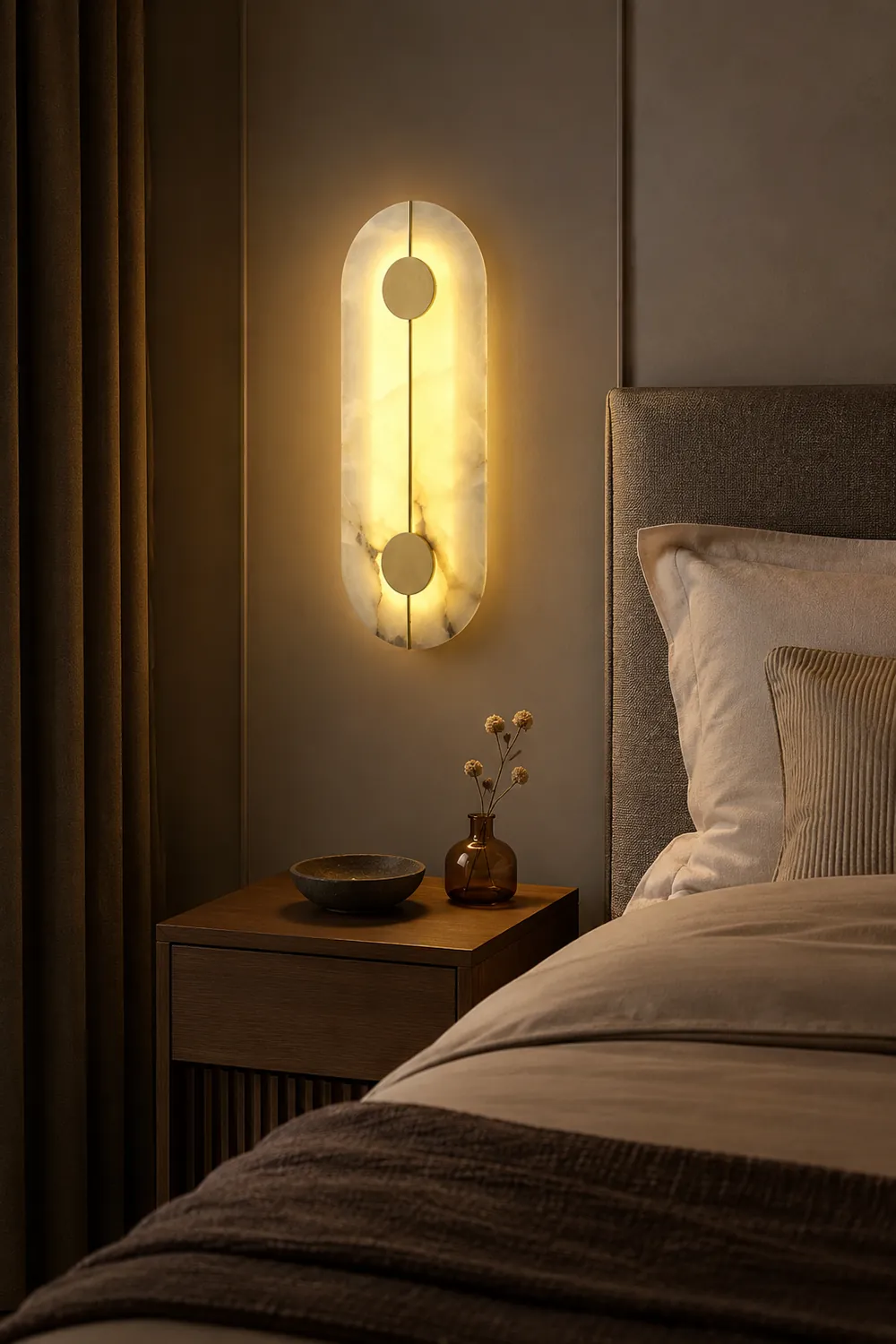 Modern Oval Alabaster Wall Lamp - Lumpaz