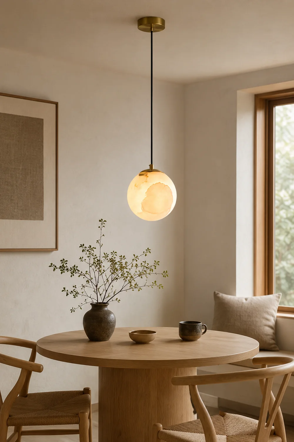 Amber Alabaster Globe Pendant Light - Lumpaz