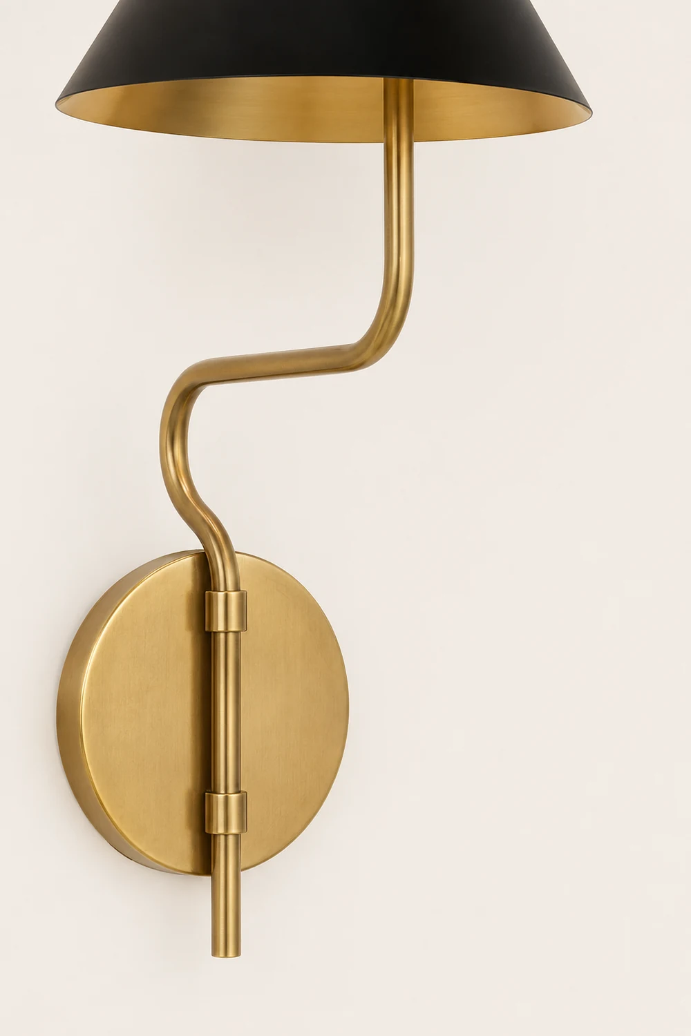 Fabric Lampshade Brass Curved Wall Lamp - Lumpaz