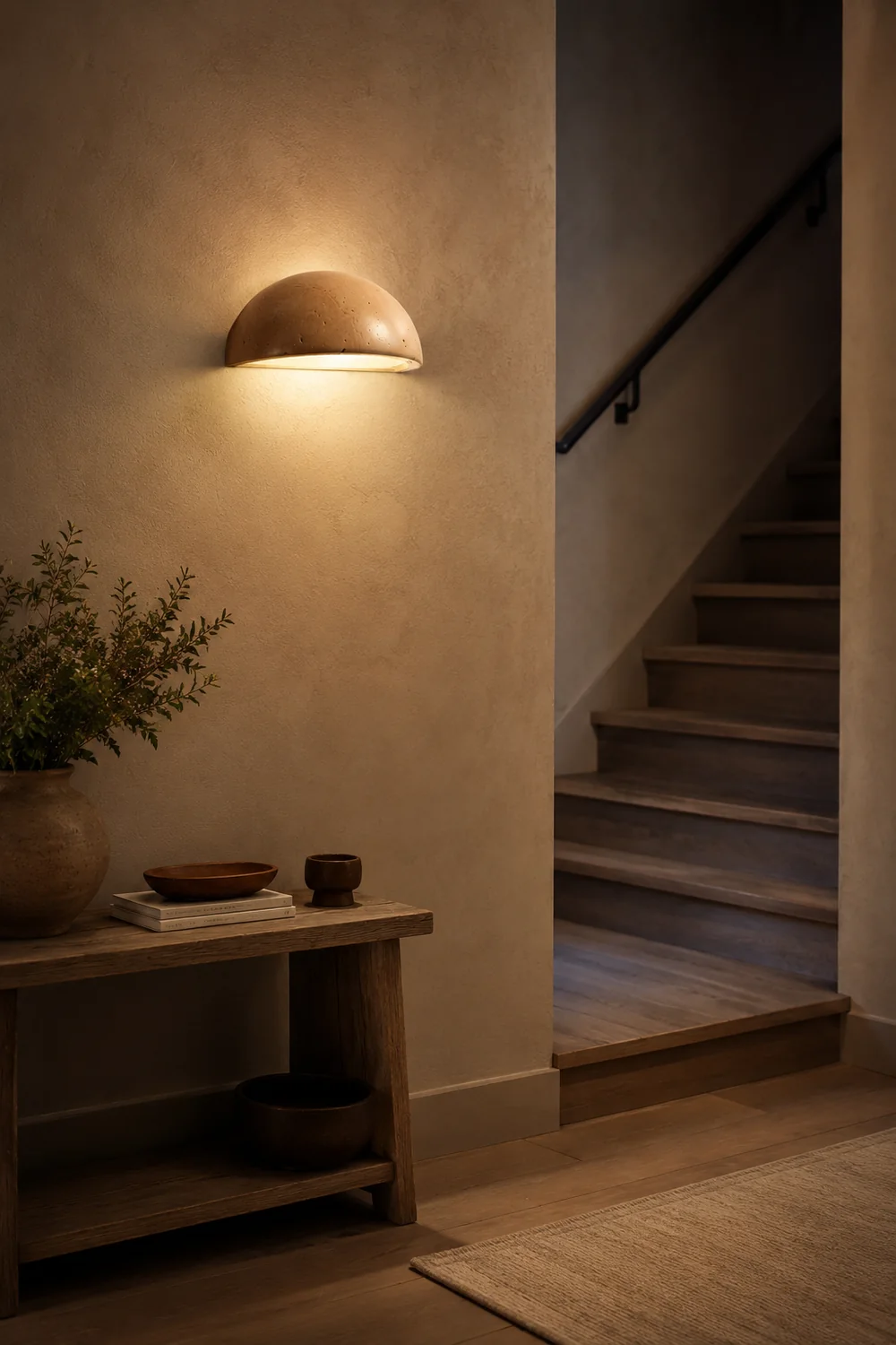Mid-Century Semi-Circle Stone Wall Lamp - Lumpaz