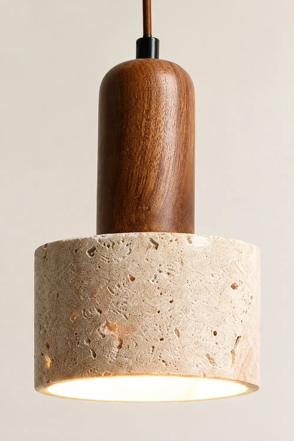 Natural Travertine Cylinder Pendant Light - Lumpaz