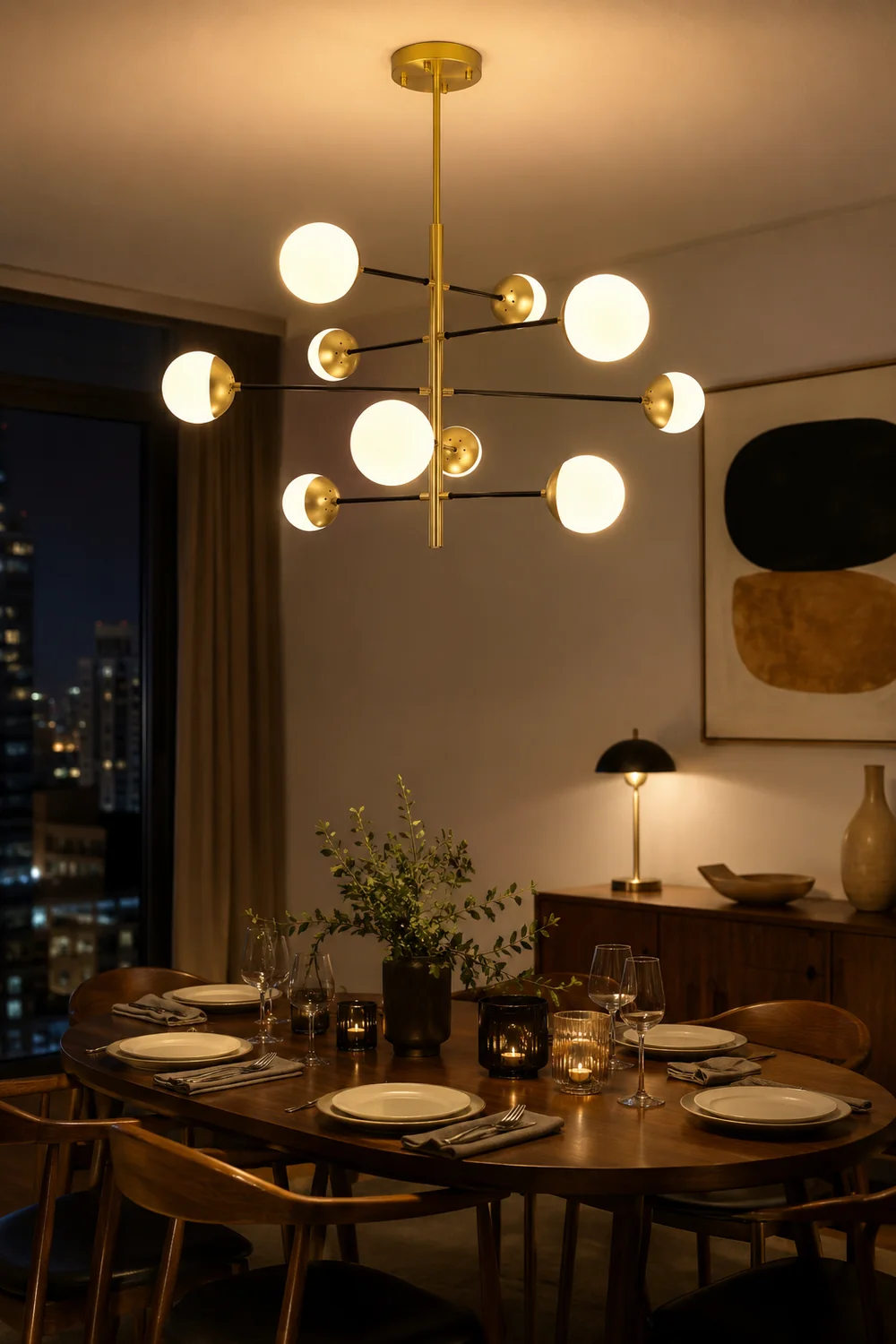 10-Globe Modern Brass Chandelier - Lumpaz