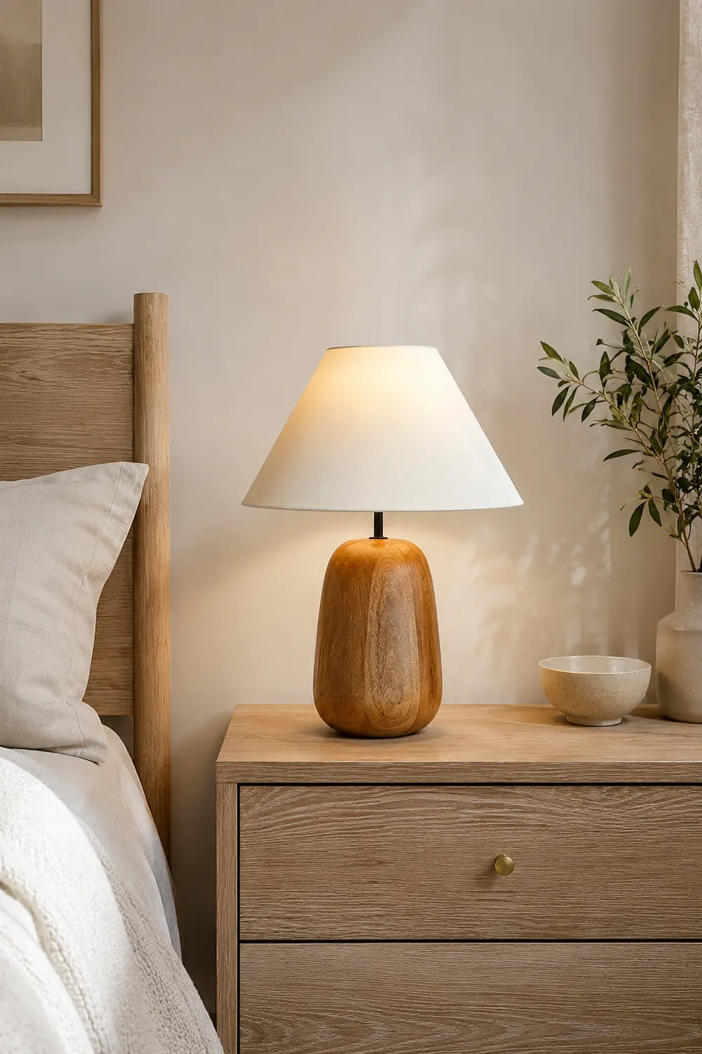 Grooved Country Wood Table Lamp - Lumpaz