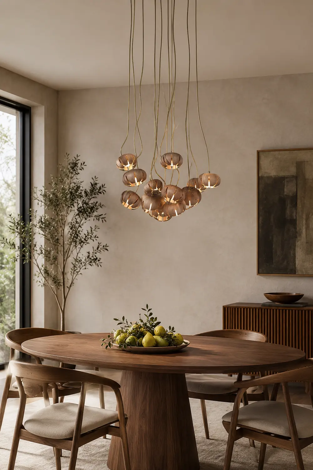 Wood Pumpkin Cluster Chandelier - Lumpaz