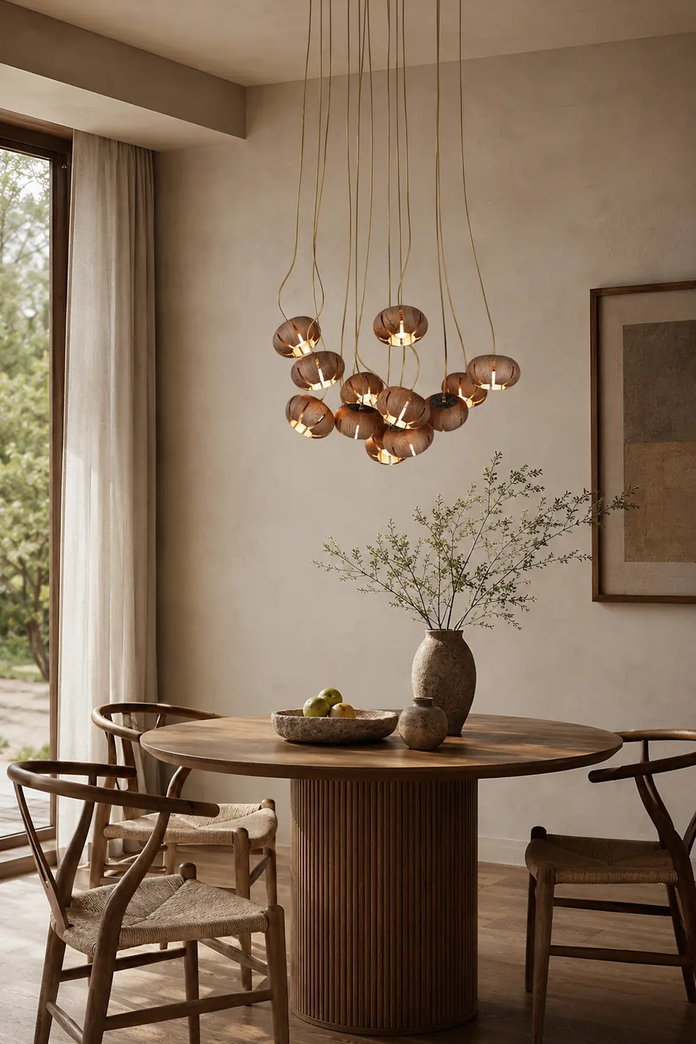 Wood Pumpkin Cluster Chandelier - Lumpaz