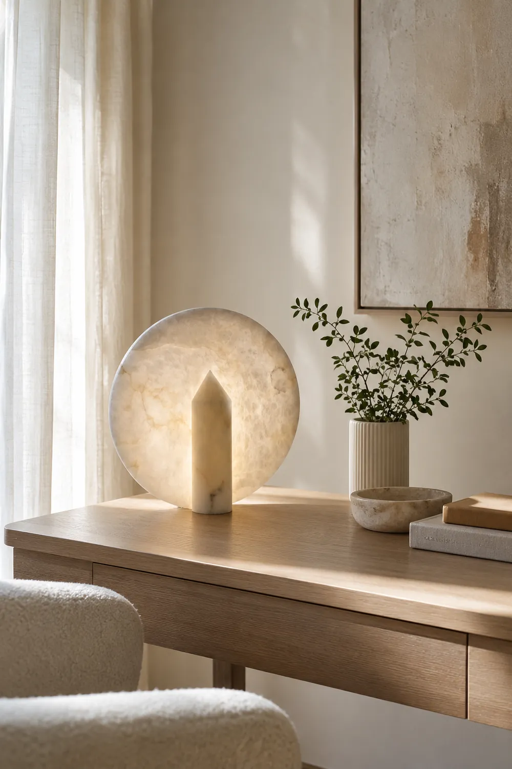 Geometric Alabaster Table Lamp - Lumpaz