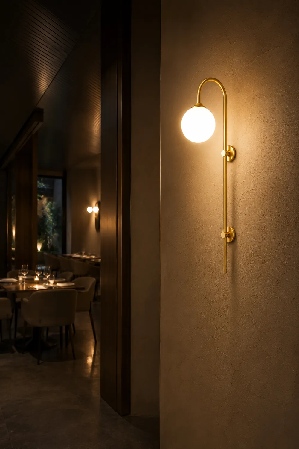 Brass Globe Arm Wall Sconce - Lumpaz