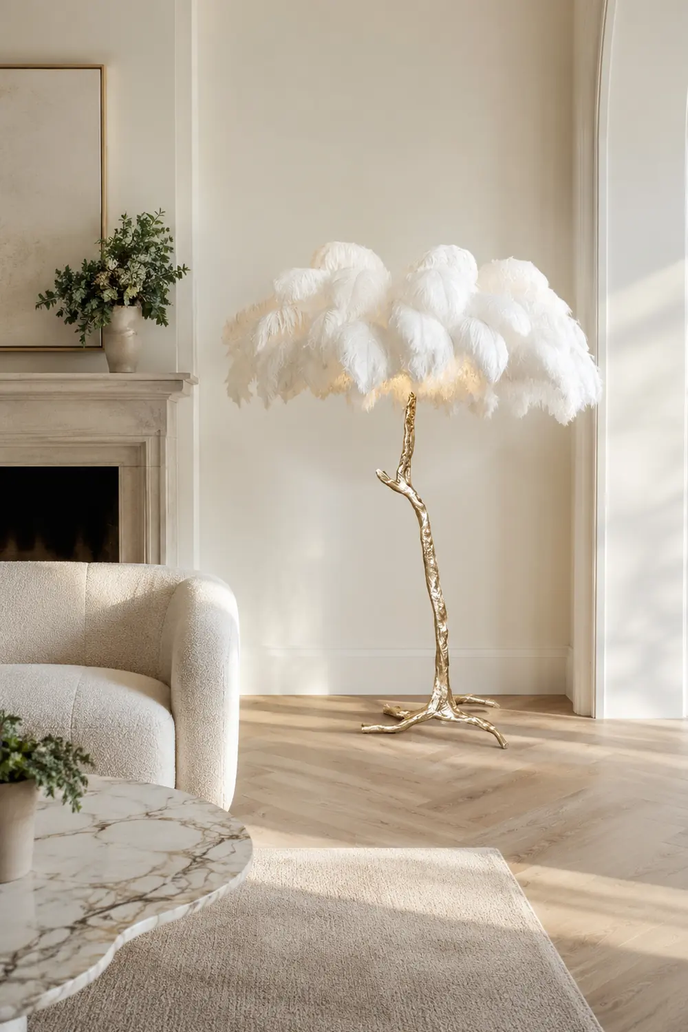Colorful Ostrich Feather Floor Lamp - Lumpaz