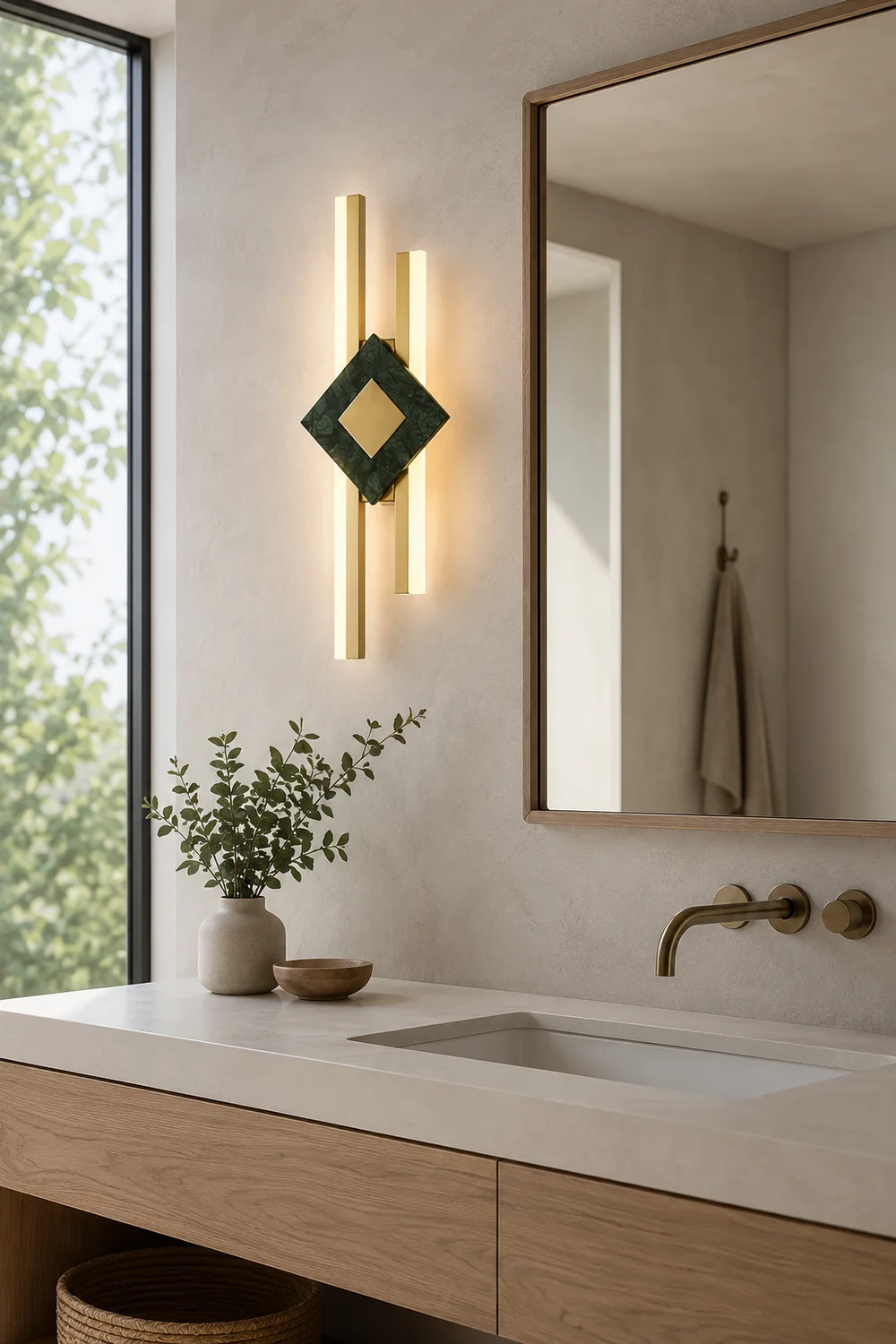 Green Marble Square LED Wall Light - Lumpaz