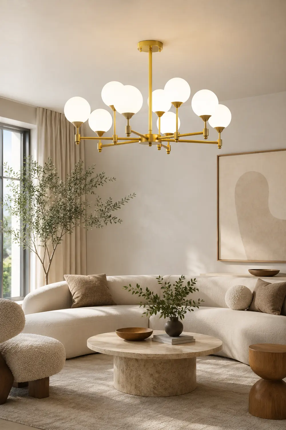 Brass Globe Mid-Century Modern Chandelier - Lumpaz
