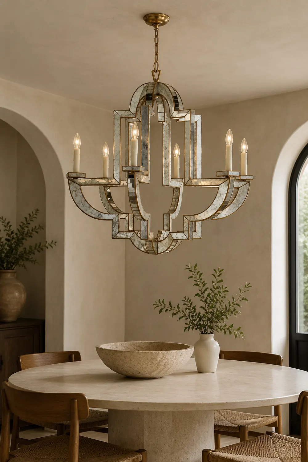 Art Deco Mirrored Candle Chandelier - Lumpaz