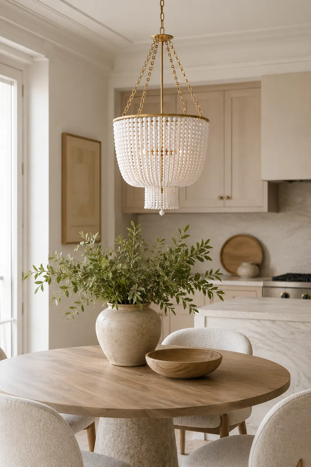 White Beaded Jacqueline Chandelier - Lumpaz