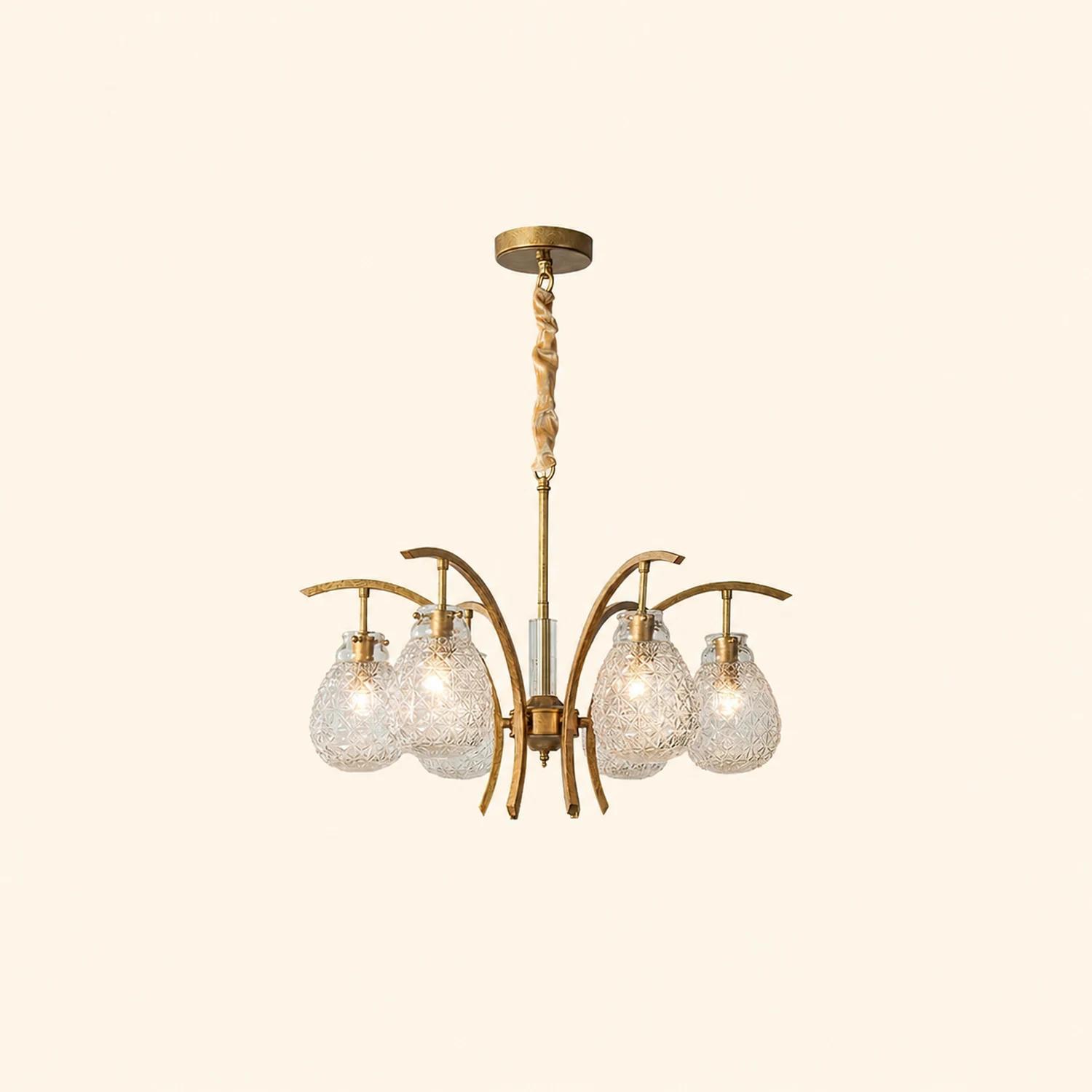Golden floral glass chandelier - Lumpaz
