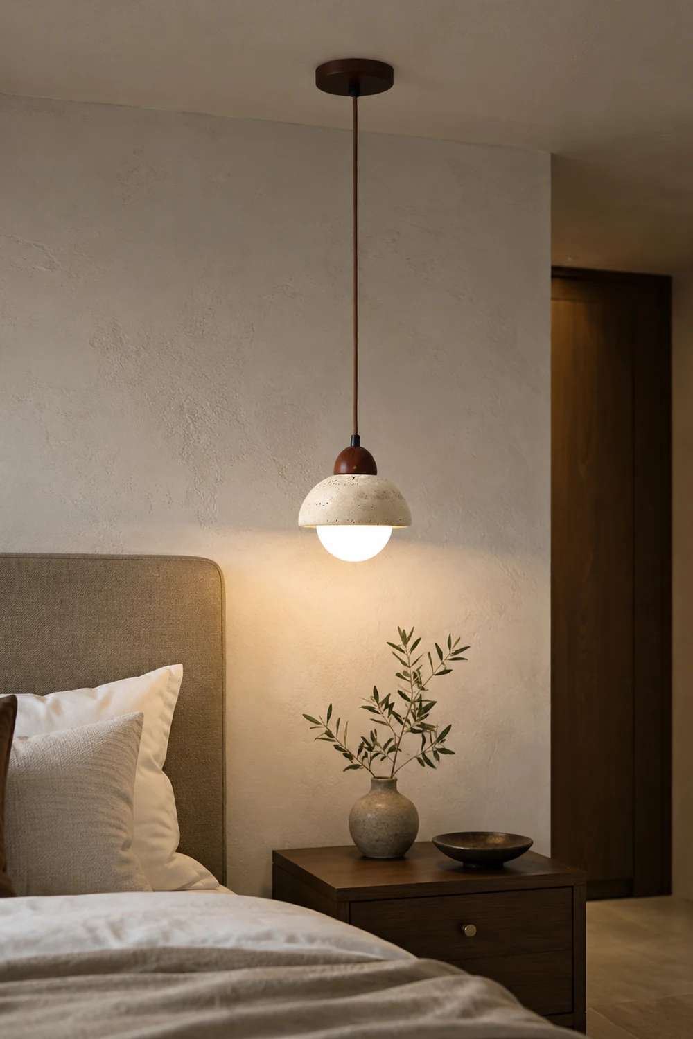 Wabi-Sabi Textured Stone Pendant Light - Lumpaz