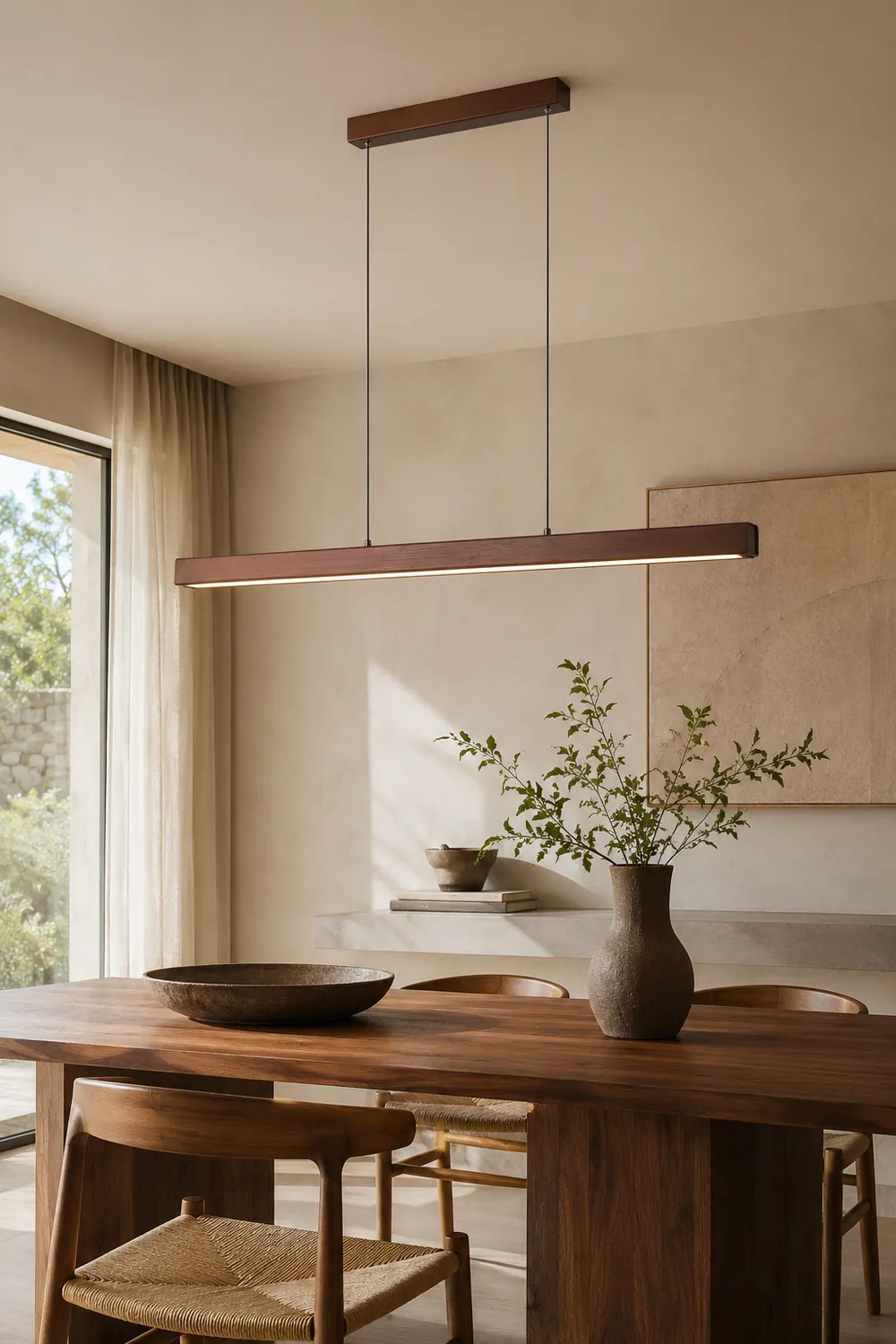 Walnut minimalist wood chandelier - Lumpaz