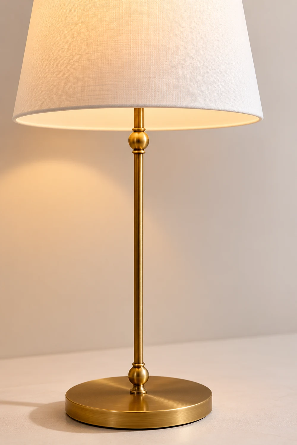 Minimalist Brass Floor Lamp with Fabric Shade - Lumpaz