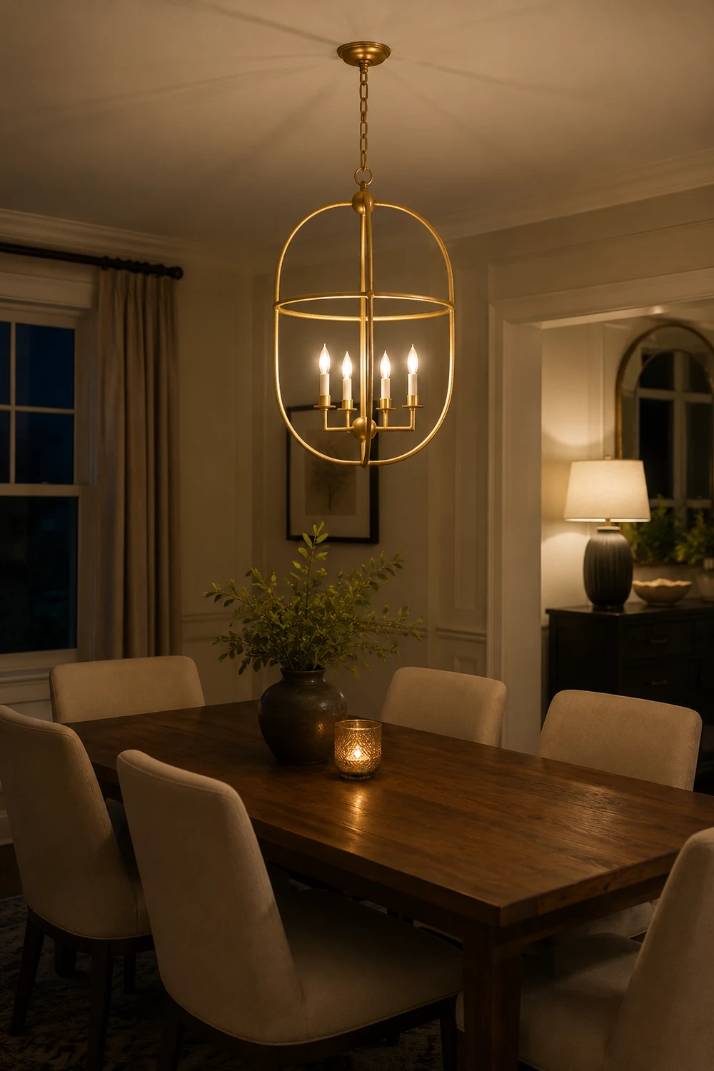 Desmond Antique Gold Oval Lantern Chandelier - Lumpaz
