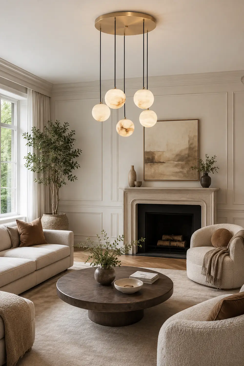 Luxury Multi-Globe Alabaster Pendant Light - Lumpaz