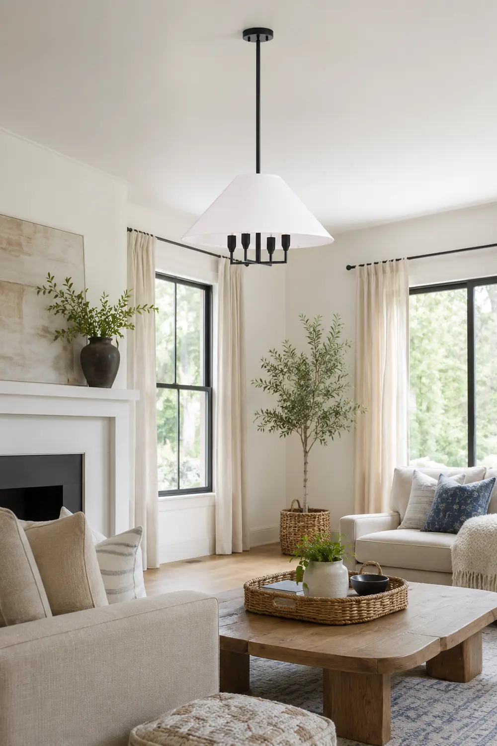 Modern Farmhouse Conical Fabric Chandelier - Lumpaz